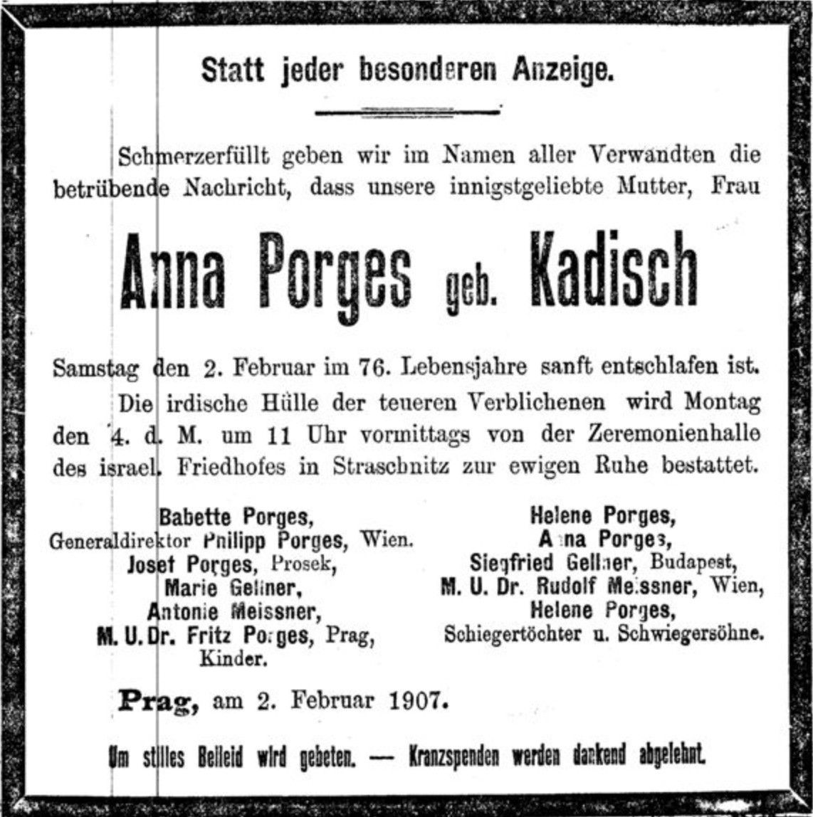 Anna Porges, geb. Kadisch