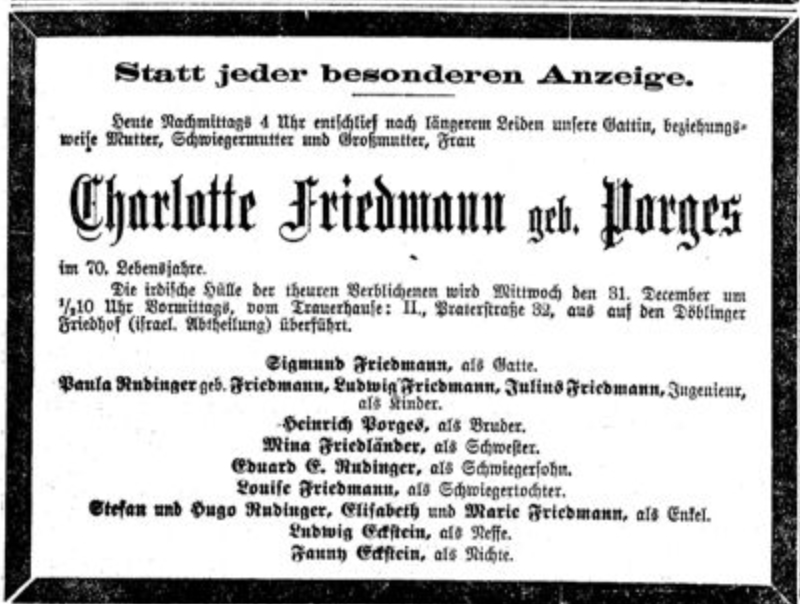 Charlotte Friedmann, geb. Porges