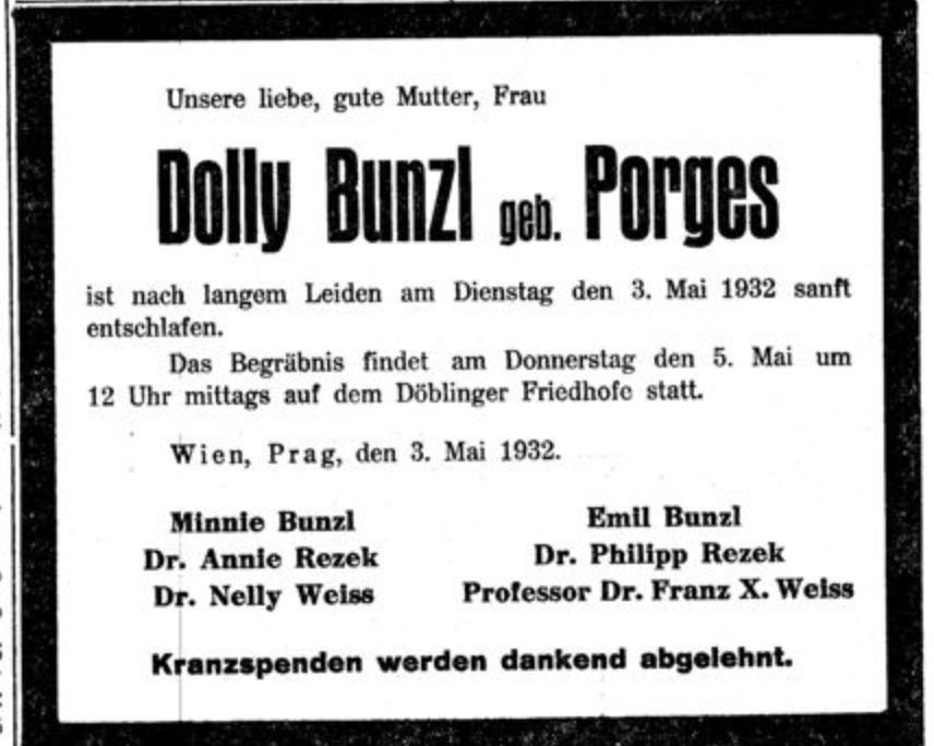 Dolly Bunzl, geb. Porges