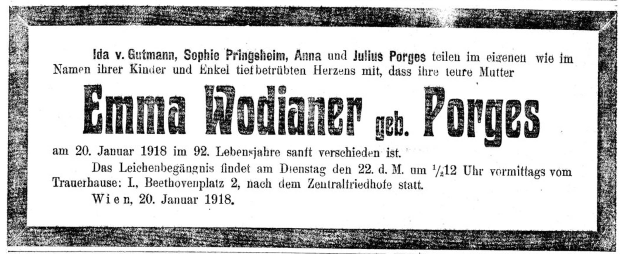 Emma Wodianer, geb. Porges
