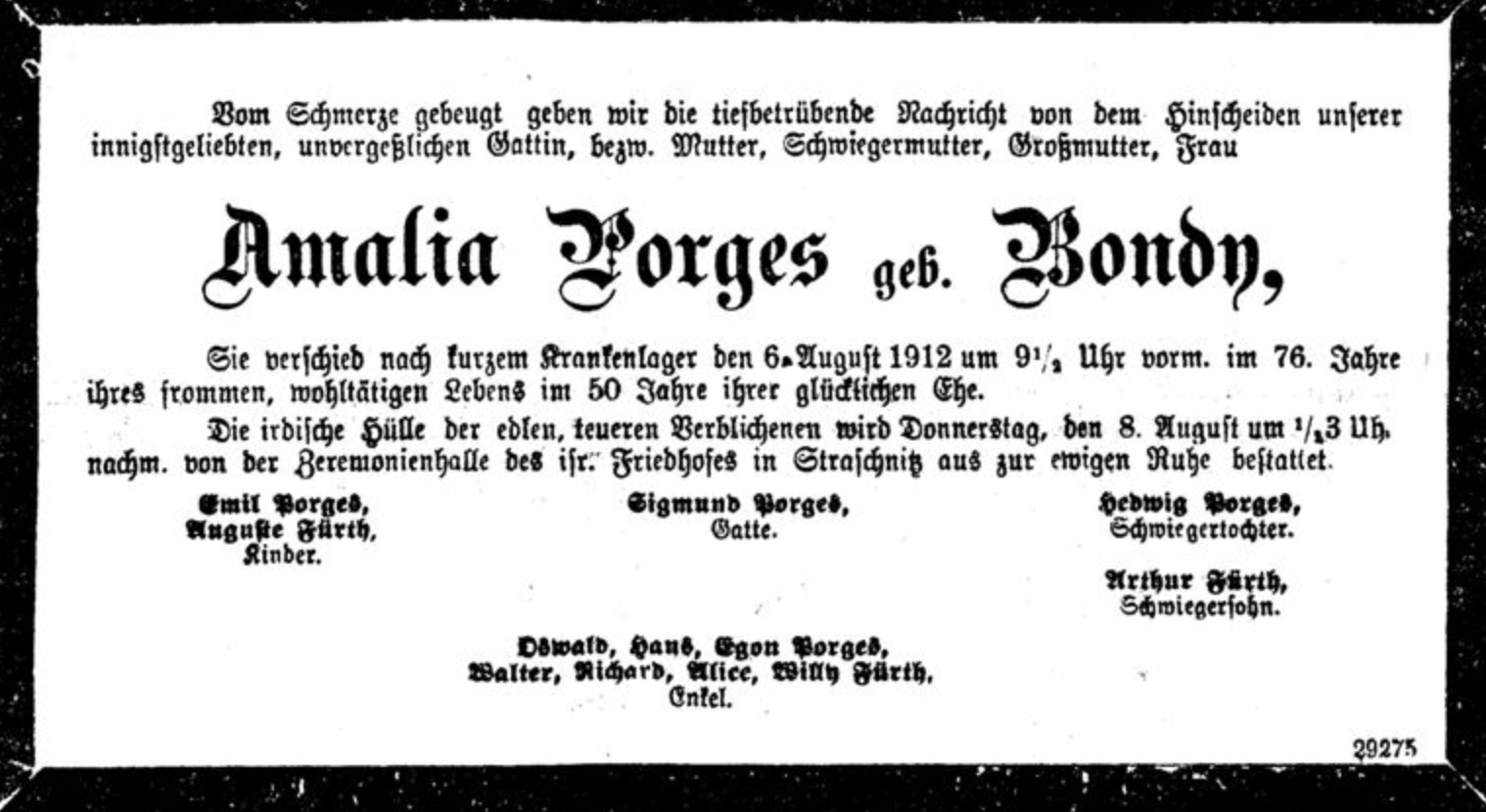Amalia Porges, geb. Bondy