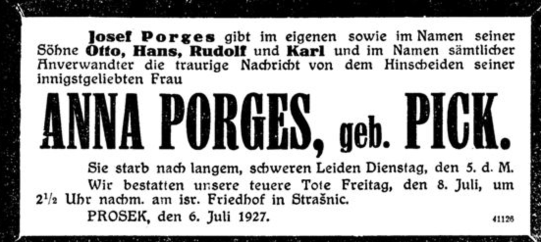Anna Porges, geb. Pick