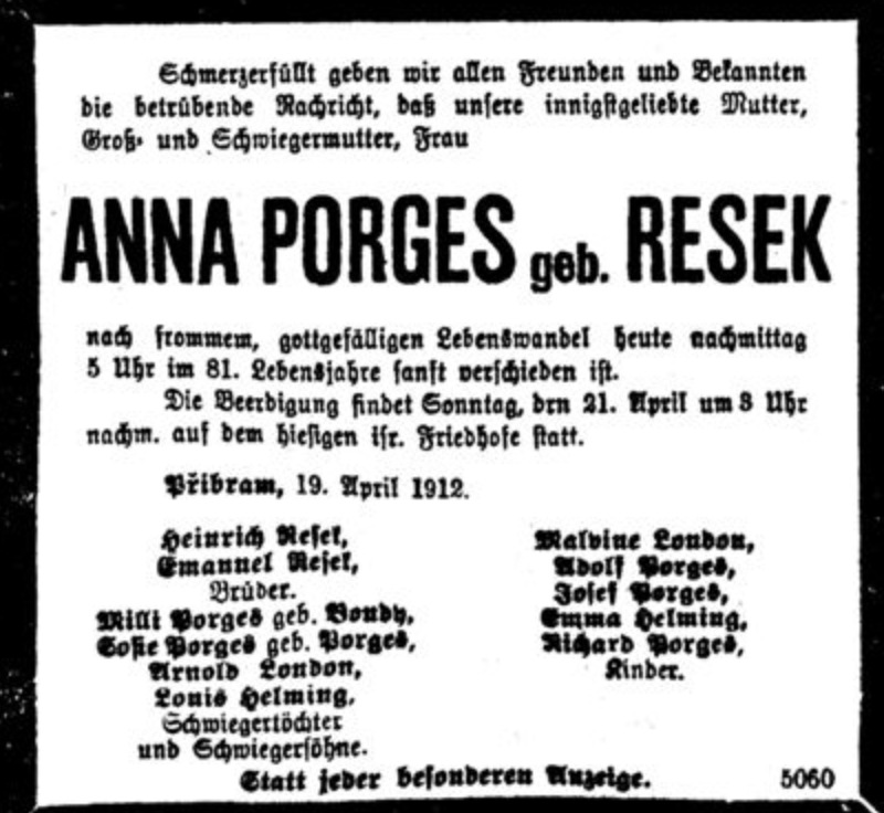 Anna Porges, geb. Resek