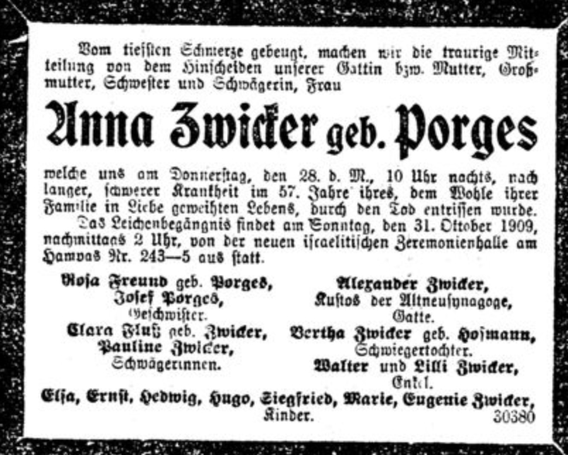 Anna Zwicker, geb. Porges