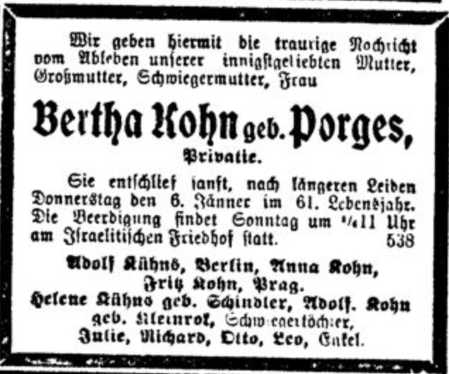 Bertha Kohn, geb. Porges