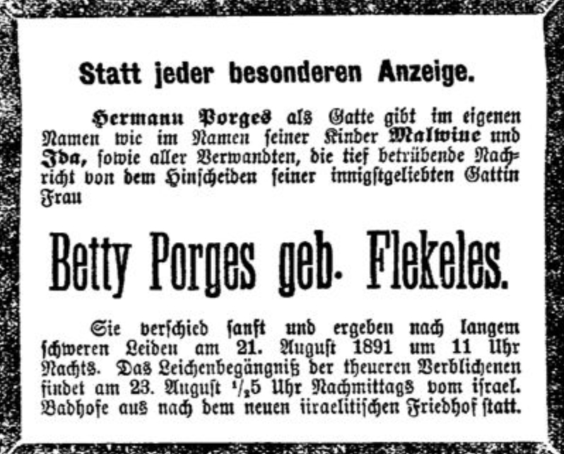 Betty Porges, geb. Flekeles