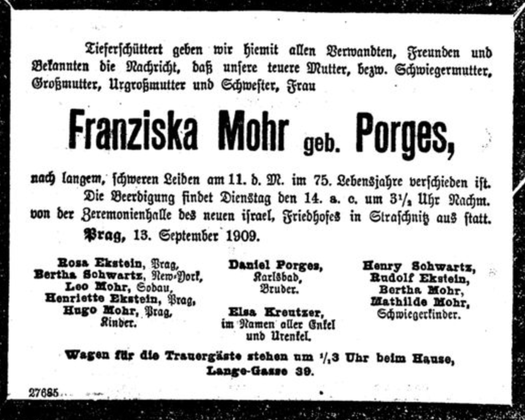 Franziska Mohr, geb. Porges