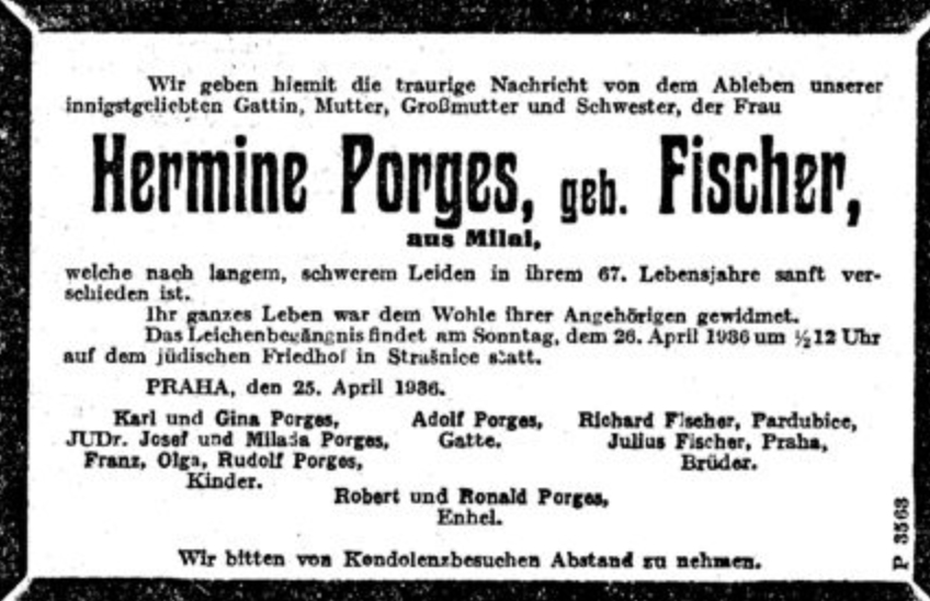 Hermine Porges, geb. Fischer