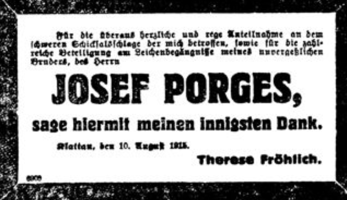 Josef Porges (thank-you note)