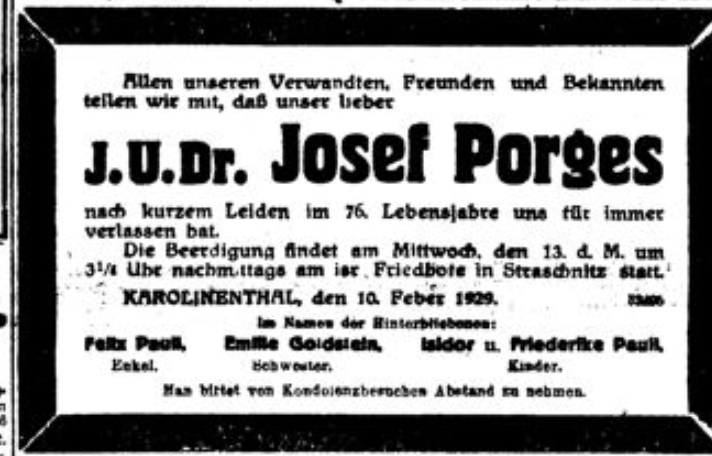 J. U. Dr. Josef Porges