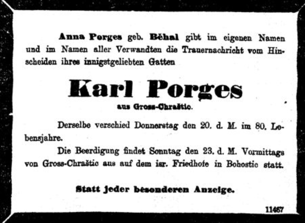 Karl Porges (aus Gross-Chrastic)