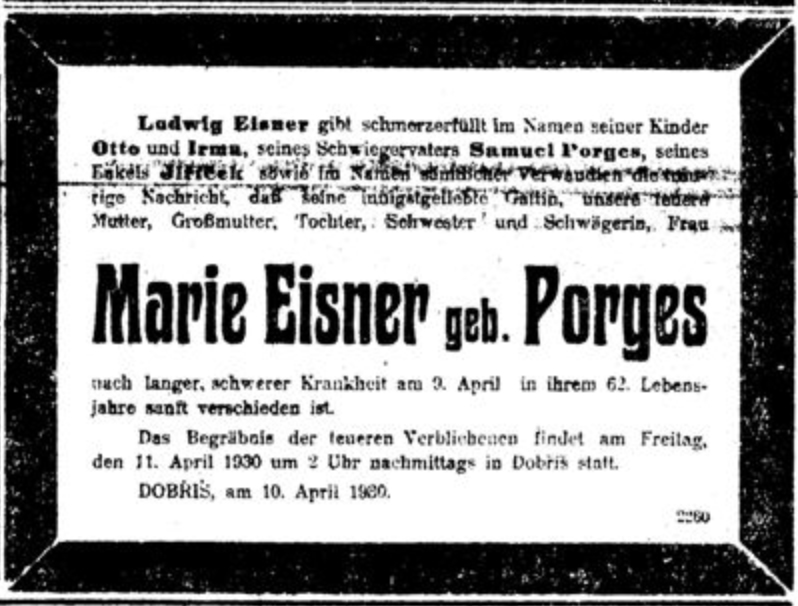 Marie Eisner, geb. Porges