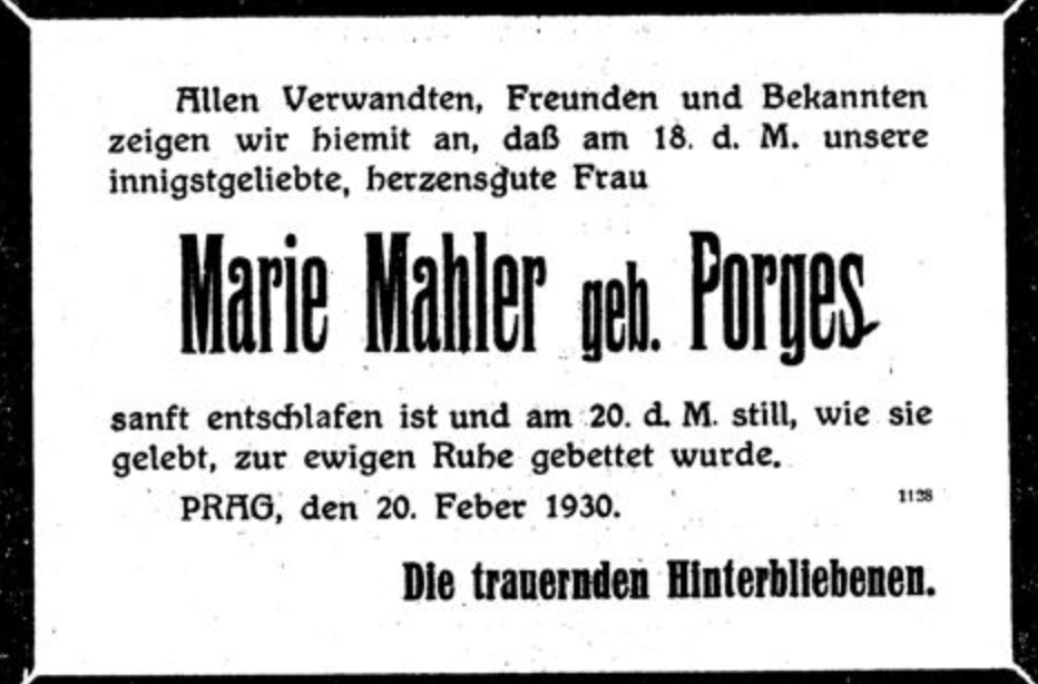 Marie Mahler, geb. Porges