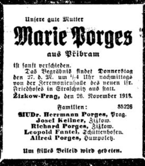 Marie Porges aus Pribram