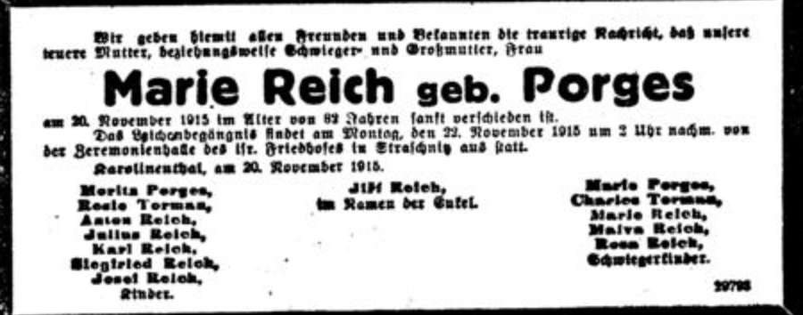 Marie Reich, geb. Porges