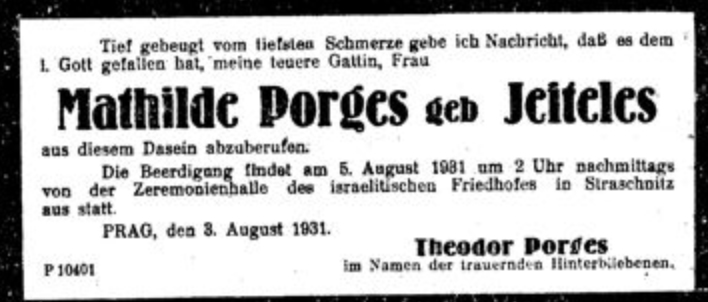 Mathilde Porges, geb. Jeiteles