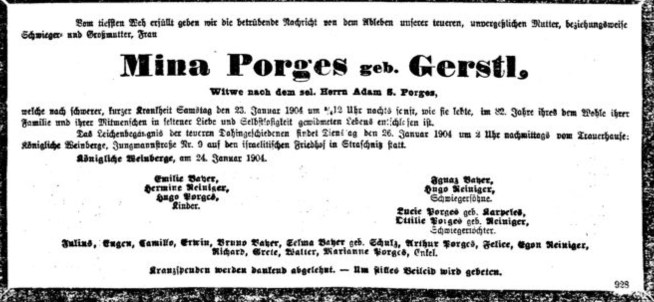 Mina Porges, geb. Gerstl