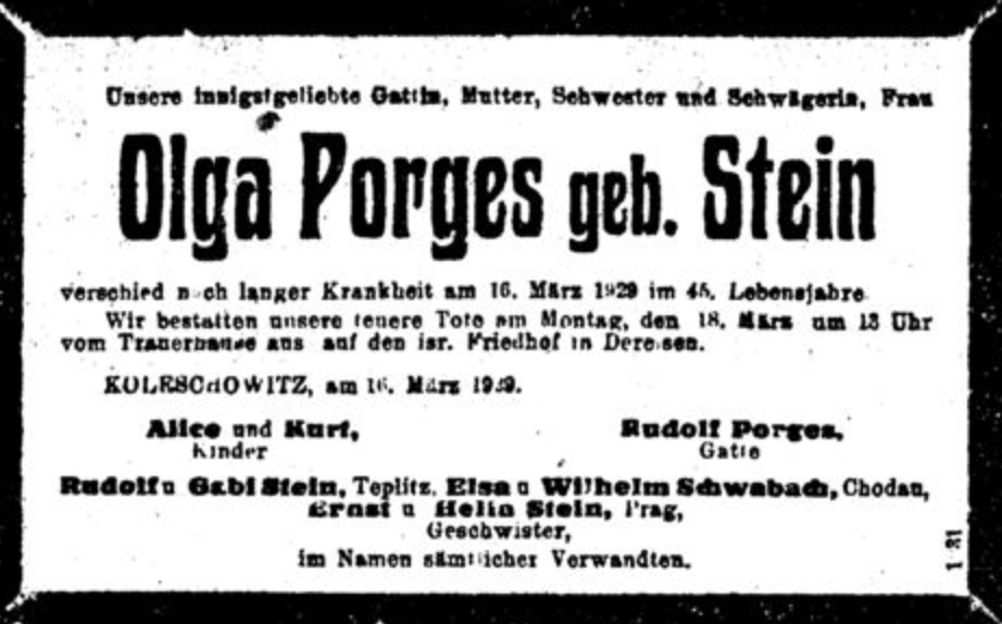 Olga Porges, geb. Stein