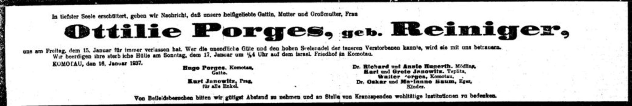 Ottilie Porges, geb. Reiniger