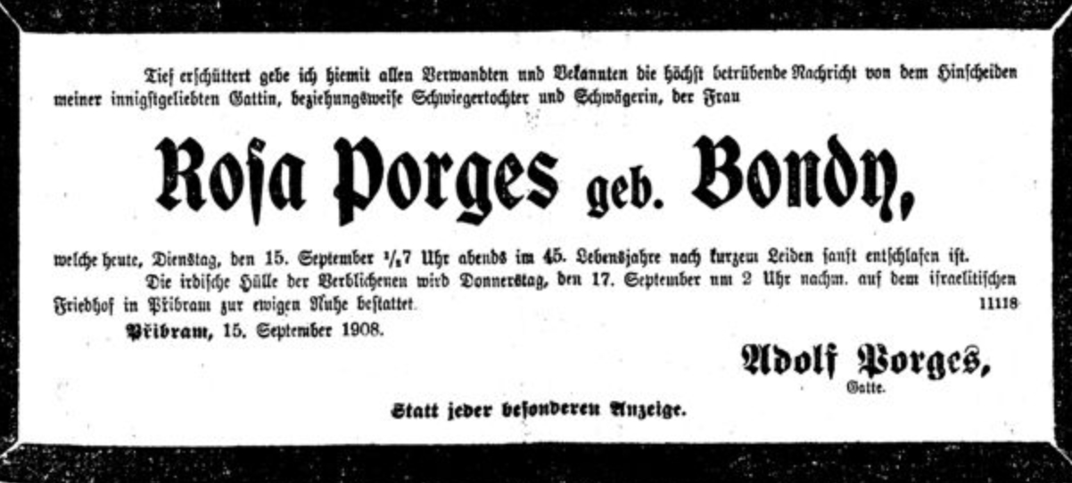 Rosa Porges, geb. Bondy