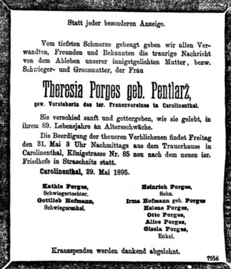 Theresia Porges, geb. Pentlarž